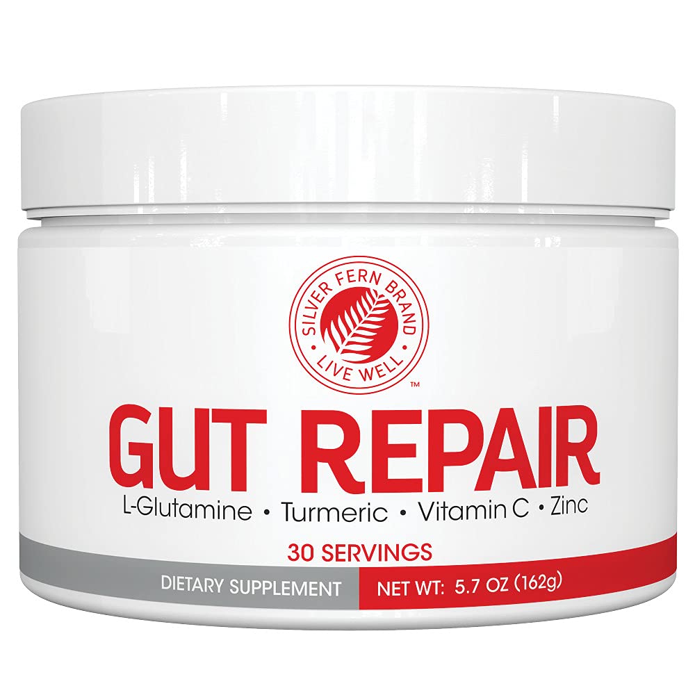 Sølv Fern Gut reparation - fordøjelig sundhed supplement pulver - L- Glutamin, Curcumin, Zink & Ascorbic Acid (1 tub - 30 Servere)