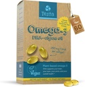 Testa Omega 3 Supplement - 250 mg DHA fra Algae Oil - Vegan Omega 3 - Understøtter hjerne, øje & fælles sundhed - Ikke fra fisk, Pure Algae kapsler - To måneder forsyning