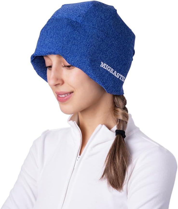 2- Pack Migrastil MigraFreeze Deluxe Hovedpine & Migræne Hat. Soft, Fleksibel Cooling Gel Cap for mænd og kvinder. Blå