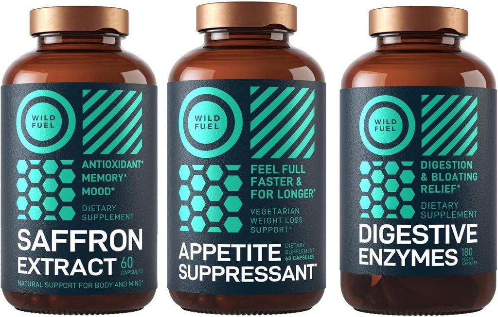WILD FUEL safran ekstrakt kapsler, fordøjelsesenzymer og appetite suppressant kost bundle