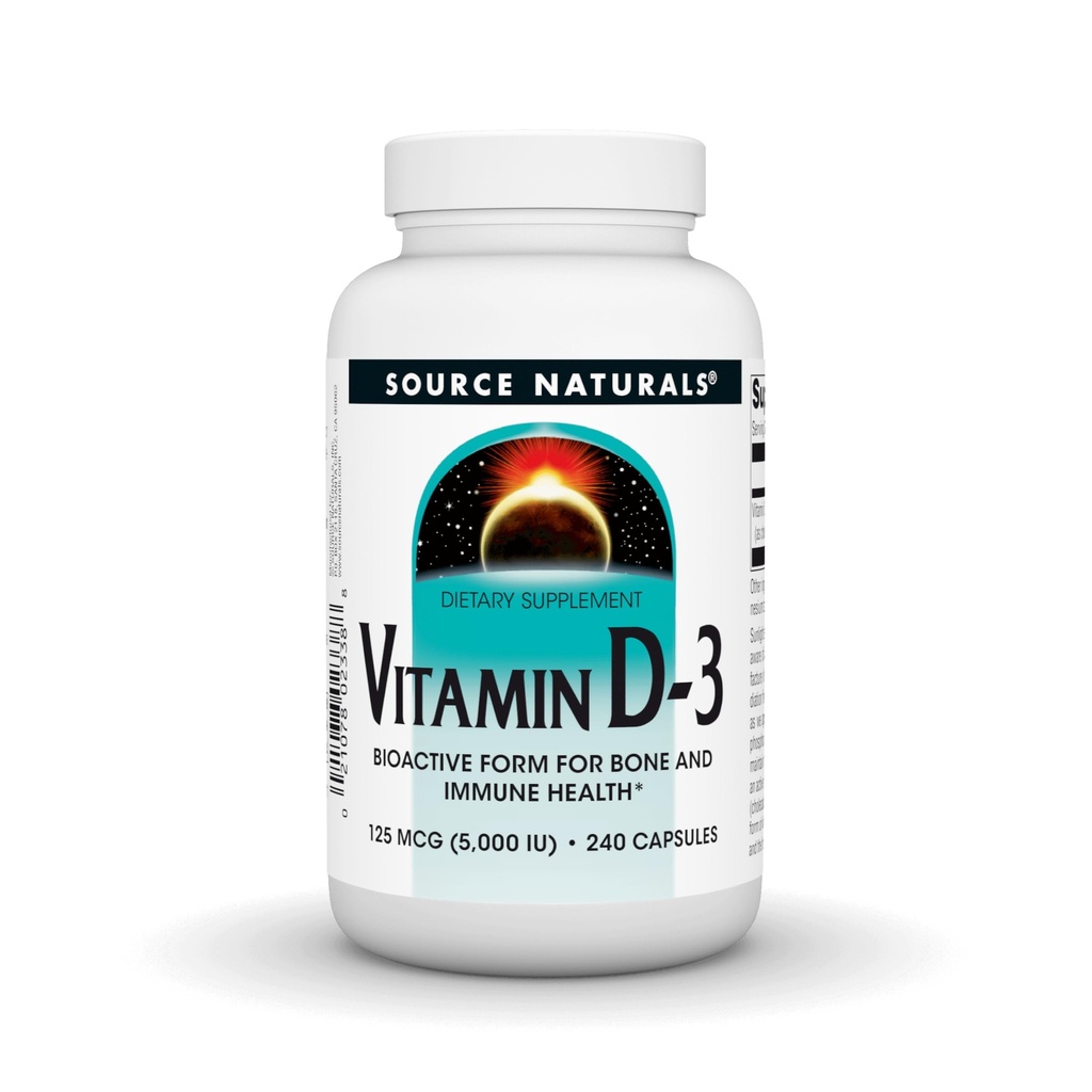 Source Naturals Vitamin D-3 5000 iu Supports Bone & Immune Health - 240 Capsules