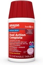 Basic Care Dual Action Complete, Chewable Acid Reducer Plus Antacida Tablets, Berry Flavor, Heartburn Medicine, Syre fordøjelsesbesvær Relief, 50 Greve