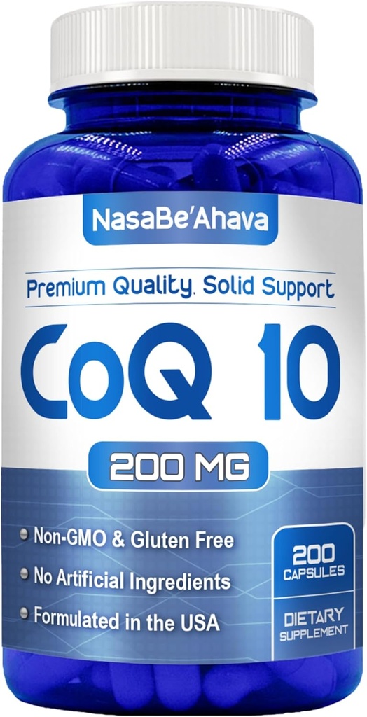 CoQ10 200mg Capsules | Vegan Friendly Coenzyme Q10 200mg from Easy Absorption Ubiquinone Supplement for Skin Heart and Energy Support | Made in The USA in cGMP Facilities (200 Servings)
