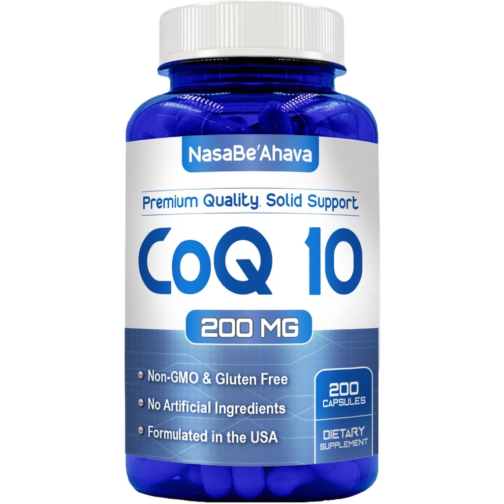 CoQ10 200mg Kapslerne er 124; Vegan Friendly Coenzym Q10 200mg fra Easy Absorption Ubiquinone supplement til Skin Heart og energistøtte er 124; Lavet i USA i cGMP faciliteter (200 Servere)