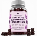 TrueSeaMoss Sea Moss Gummies med Elderberry, Burdock Root & Bladderwrack - Vegan, non-GMO formel for voksne & børn - 1200mg per servering, Fruity Flavor, Lavet i USA - 60 Gummies