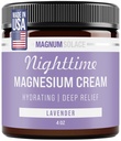 Magnesium Lotion - Nighttime Magnesium Cream - Anvend på ben, arme eller bryst - topisk Magnesiumchlorid - USA Made and Safe for Kids (Lavender)
