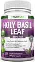 Holy Basil Leaf Kapsler - 500mg - 2,5% Ursoloc Acid - 120 Vegan Kapsler - Real Tulsi Extract Supplement - Positive Mindset - Adaptogen & Ayurvedic Herb