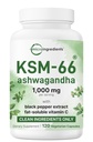 KSM-66 Ashwagandha 1,000mg Per Serving | 120 Veggie Capsules with Black Pepper for Better Absorption & Fat Soluble Vitamin C | Potent Root Extract | Stress, Relaxation, & Sleep Support | Filler Free