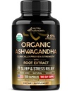 Ashwagandha Supplements 1800mg - USDA Organic Ashwagandha for Women & Men - Clinically Effective Strength for Stress Relief & Sleep - Powder & Root Extract 2.5% Withanolides - Made in USA 100 Capsules
