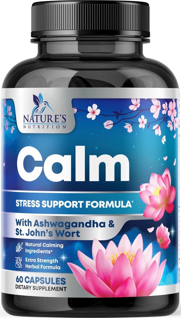 Natural Calm, Unwind & Relax Support - Ashwagandha, GABA, Magnesium, L- Theanine & Mere - Natural Focus, Energy & Immunsupport - Natural 's non-GMO, Vegan, Gluten Free, Flasket i USA - 120 Kapsler
