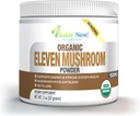 Organic 11 Mushroom Powder - USDA Certified - Lions Mane, Reishi, Cordyceps, Maitake, Shiitake, Tyrkiet Tail, Chaga, Zhou, Wood Ear, Poria Cocos, Hime- Matsutake - Immunitet & energi, Ingen fyldstof