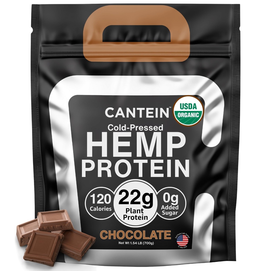 Organisk Hamp Protein Powder, Plant Based and Vegan Protein Shake, Lactose and Dairy Free, Gluten Free, Ren og Natural- Chokolade (20 Servere)
