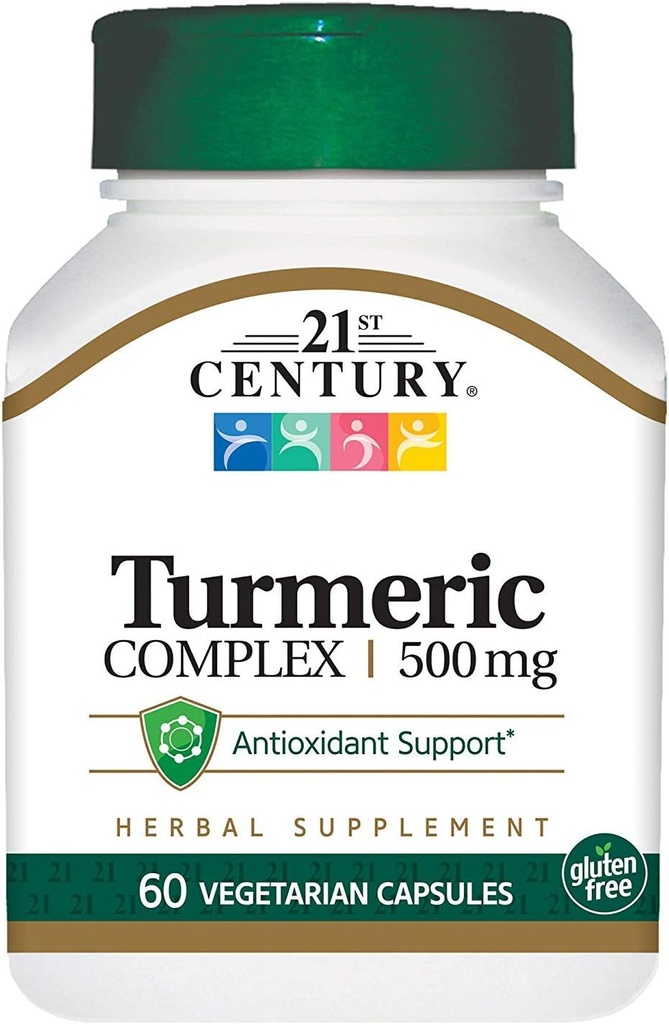 21. Century gurkemeje 500 mg - 60 vegetariske kapsler, pakning med 4 stk.