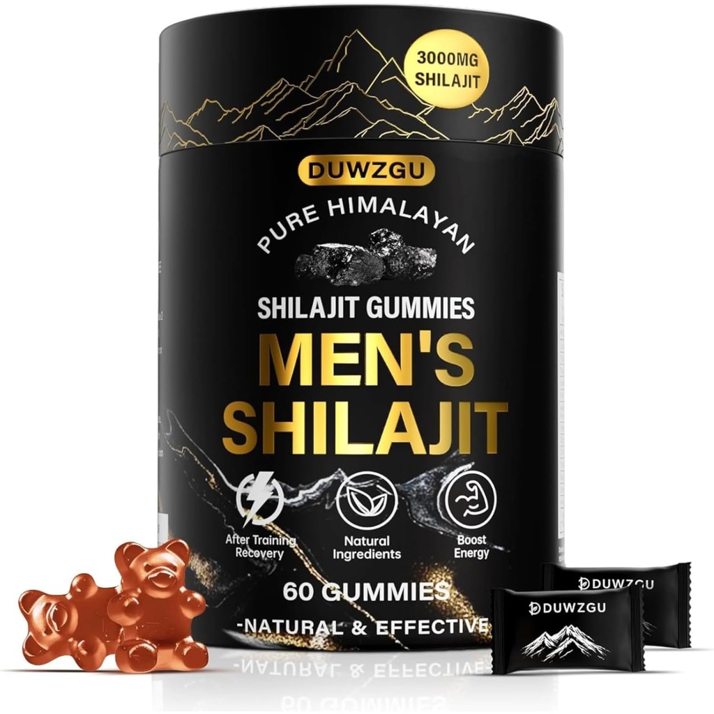 Himalayan Shilajit Gummies for Men & Women –100% Natural Organic Gold Gummies 3000mg with Ashwagandha,Black Musli,Helps Boost Energy,Gokshura,Stamina Vitality Support -Vegan, Non-GMO - 60 Gummies
