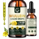 (2 Pack) Mullein Drops til Lungs - Lungs Cleanse and Respiratory Support, Kraftfuld 4 i 1 Mullein Leaf Extract med Elderberry, Marshmallow Root og Orange Peel til Bronchial Support, 1 Fl Oz