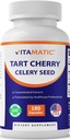 Vitamatic Tart Cherry 20X Extract med Selleri Seed 10X Koncentreret Ekstrakter - - 180 Veg Kapsler - Vegetarisk, ikke-GMO, og Gluten Free