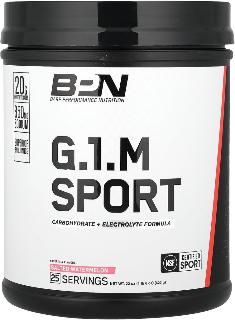 BARE YDEEVNE NETRITION, BPN G.1.M Go One more Sport, Endurance Training Fuel, Superior Carbohydrat & Elektrolytes Powder Formel, Reducere træthed, Saltede Watermelon, 25 Serveringer