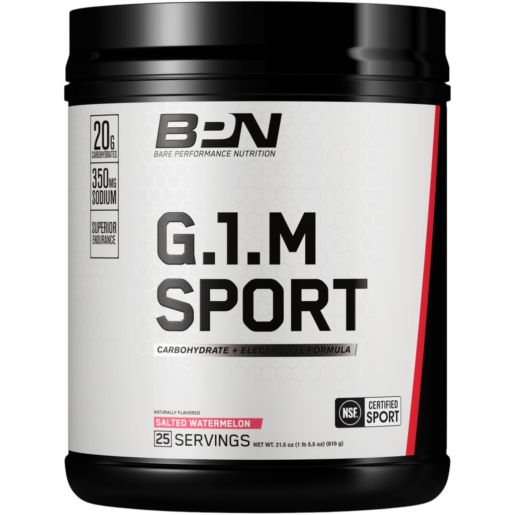 BARE YDEEVNE NETRITION, BPN G.1.M Go One more Sport, Endurance Training Fuel, Superior Carbohydrat & Elektrolytes Powder Formel, Reducere træthed, Saltede Watermelon, 25 Serveringer