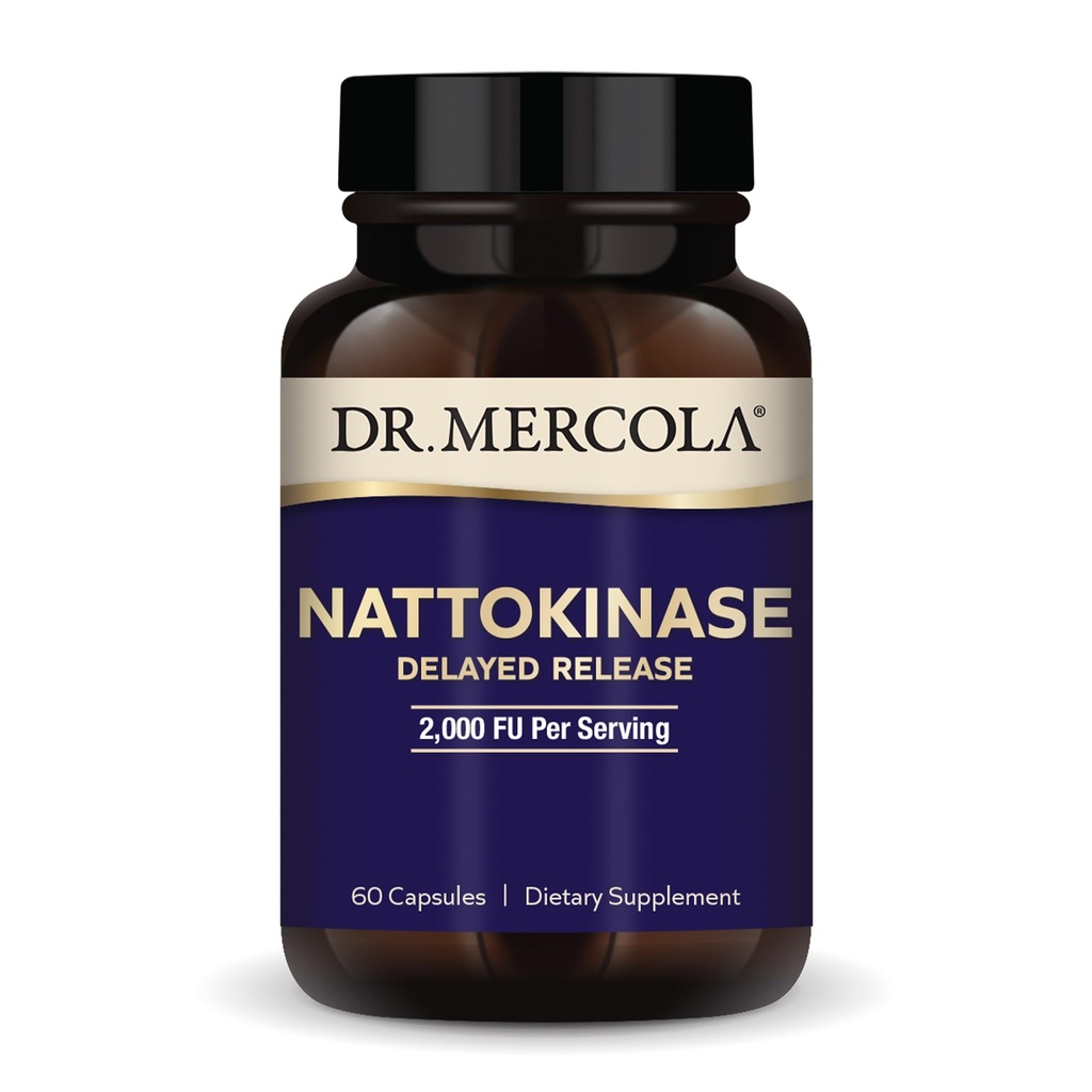 Dr. Mercola Nattokinase Delayed Release, 2,000 FU Per Serving, Dietary Supplement, Delayed Release, Proteolytic Enzyme, Non-GMO - 60 Servings (60 Tablets)