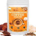 Mushroom Kaffe Økologisk med 11 Superfood Mushrooms, Inkluderer Lions Mane, Reishi, Chaga, Cordyceps og Adaptogens, Mushroom Supplement for Energi, Fokus, Hukommelse og Immunitet - 5.3oz