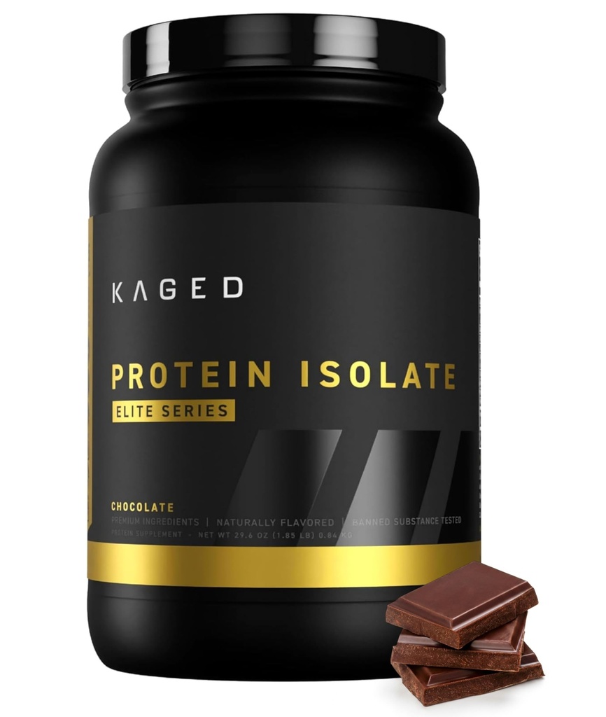 Kaged Protein Powder Elite: 100% Isolate Blend Whey, Casein, and Milk Protein Blend for Recovery and Muscle Building, Chocolate, 2lbs