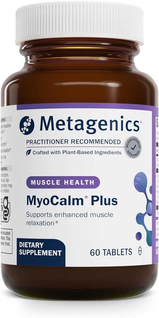 Metagenics MyoCalm Plus - Muskelafslapning & Stress Support med Passionflower, Valerian, Lemon Balm, Magnesium & Calcium - Understøtter søvnkvalitet - Non- GMO, Gluten- Free, Vegetar - 60 tabletter