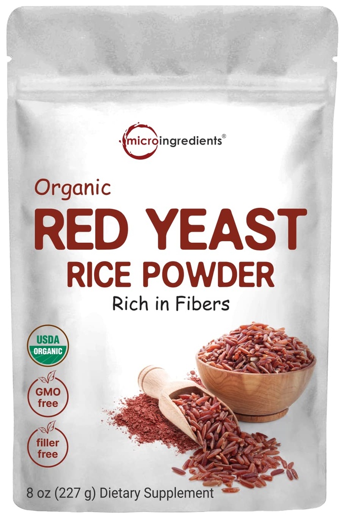 Mikroingredienser Organisk rød gær ris pulver, 8 Ounce (1 års forsyning), ikke-GMO, Vegansk Friendly