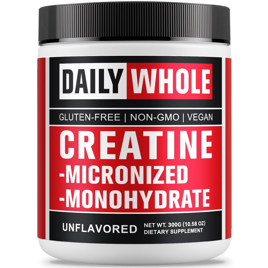 5000mg Creatine Monohydrate Micronized Powder, Pure Unflavored Micronized Creatine Monohydrate 300g (60 Servings) Nutritional Supplements for Men & Women Sugar-Free, Non-GMO with Scoop