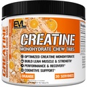 Evlution Nutrition Creatine Monohydrate Chew Tabs - Muscle Growth, Strength, Performance, Recovery & Cognitive Support - 3000mg Creatine Monohydrate Per Serving - 30 Servings - 90 Tablets - Orange