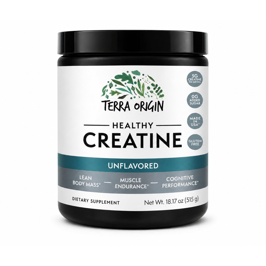 TERRA ORIGIN Creatine Monohydrate Powder | Unflavored, 100 Servings | Micronized Creatine for Women & Men | Creatine Monohydrate Supplement | Gluten Free, Sugar Free, Made in USA