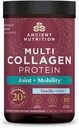 Ancient Nutrition Collagen Powder Protein, Multi Collagen Protein Powder Joint + Mobility, 20 Servering, Fælles tillæg med hydrolyseret Collagen Peptider til Post Workout, 7.48oz