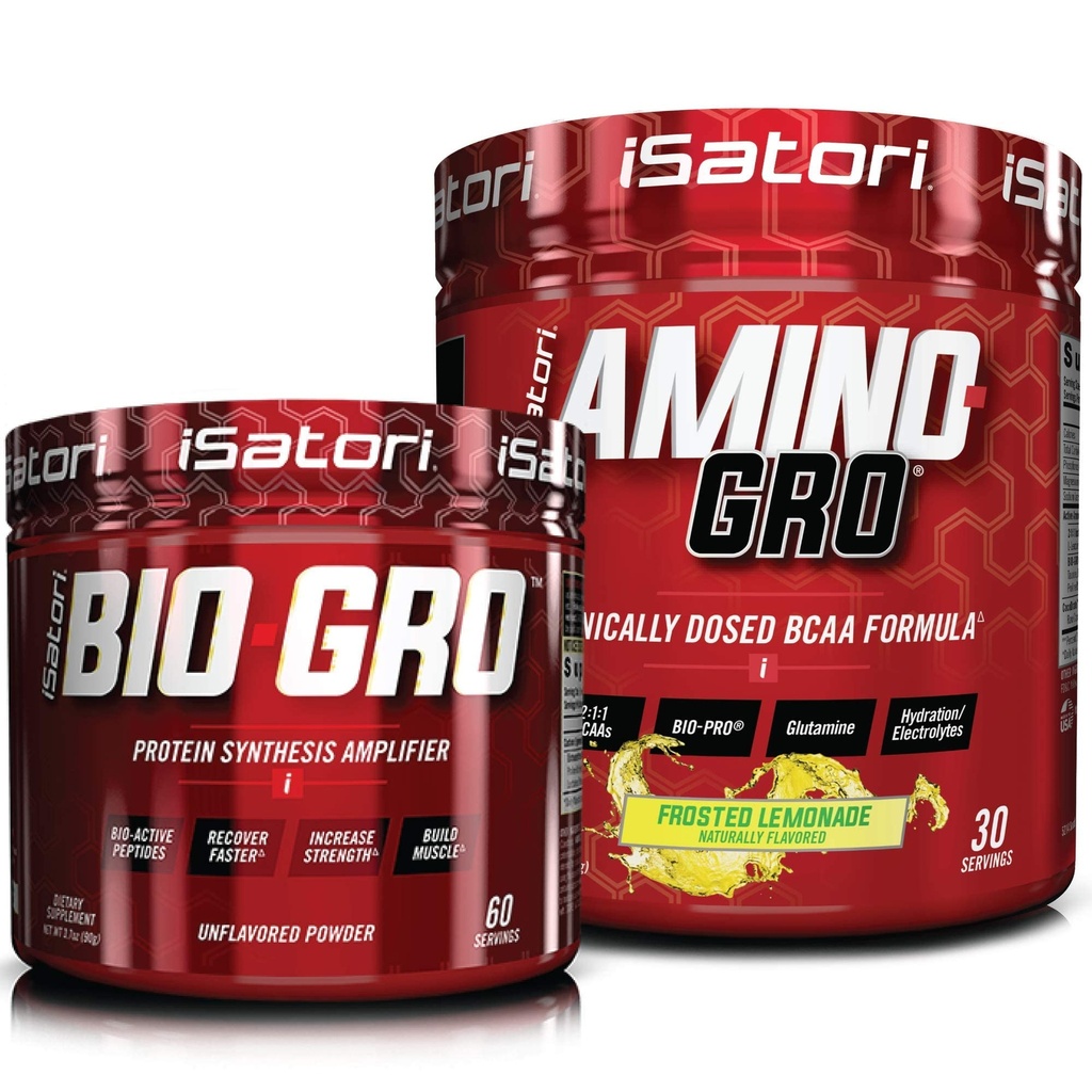 iSatori Bio- GRO Protein Syntese Amplifier - Unflavored (60 Servere) & iSatori Amino-GRO BCAA Powder - Frosted Lemonade (30 Servere)