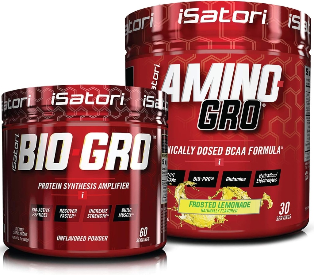 iSatori Bio- GRO Protein Syntese Amplifier - Unflavored (60 Servere) & iSatori Amino-GRO BCAA Powder - Frosted Lemonade (30 Servere)