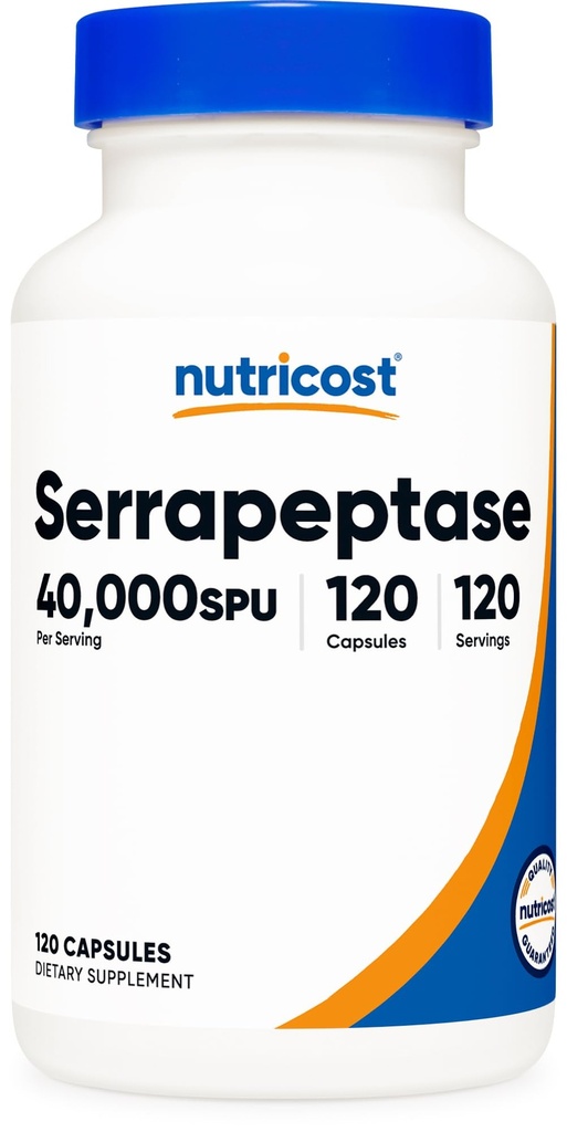 Nutricost Serrapeptase 40,000 SPU, 120 Capsules - Gluten Free, Non-GMO, and Vegetarian Friendly