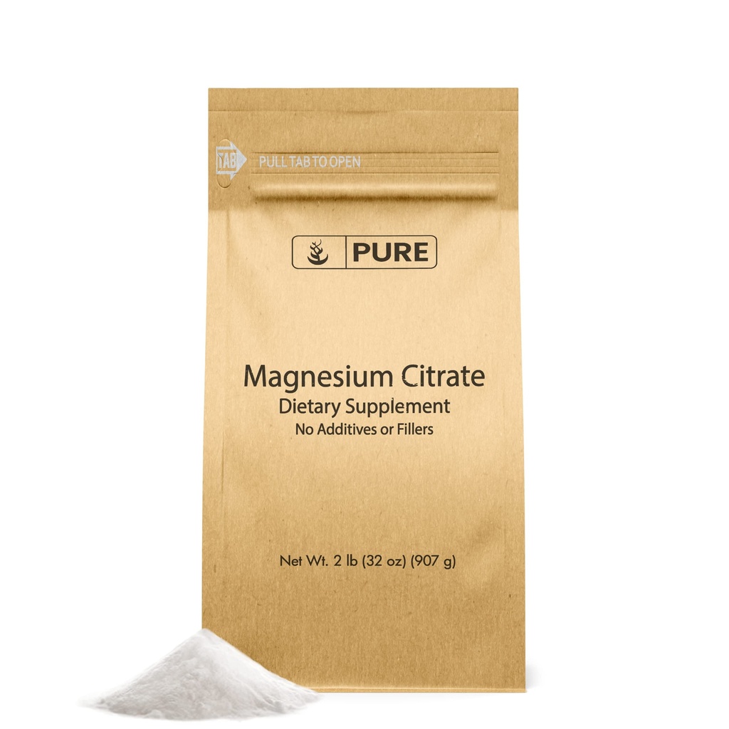Pure Original Ingredienser Magnesium Citrate (2lb) Magnesium supplement, Unflavored, Opløser nemt