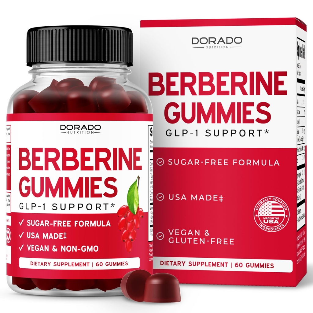 Berberine Gummies med Ceylon Cinnamon (1. 200 mg) Premium Sugar- Free Berberine Ceylon Cinnamon Supplement for voksne - Third- Party Testet, Non- GMO & Lavet i USA - 60 Grev Chewable Gummies