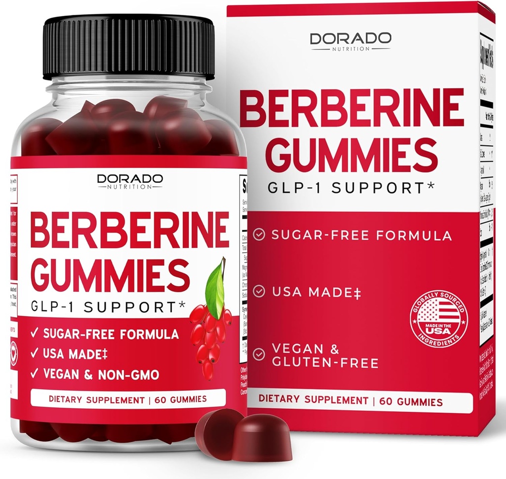 Berberine Gummies med Ceylon Cinnamon (1. 200 mg) Premium Sugar- Free Berberine Ceylon Cinnamon Supplement for voksne - Third- Party Testet, Non- GMO & Lavet i USA - 60 Grev Chewable Gummies