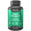 Naturalis Vegan Omega 3 DHA, EPA & DPA from Algae | Vegan Society Certified, Sustainably Sourced, True Full Spectrum | 120 Veggie Softgels (Carrageenan Free)