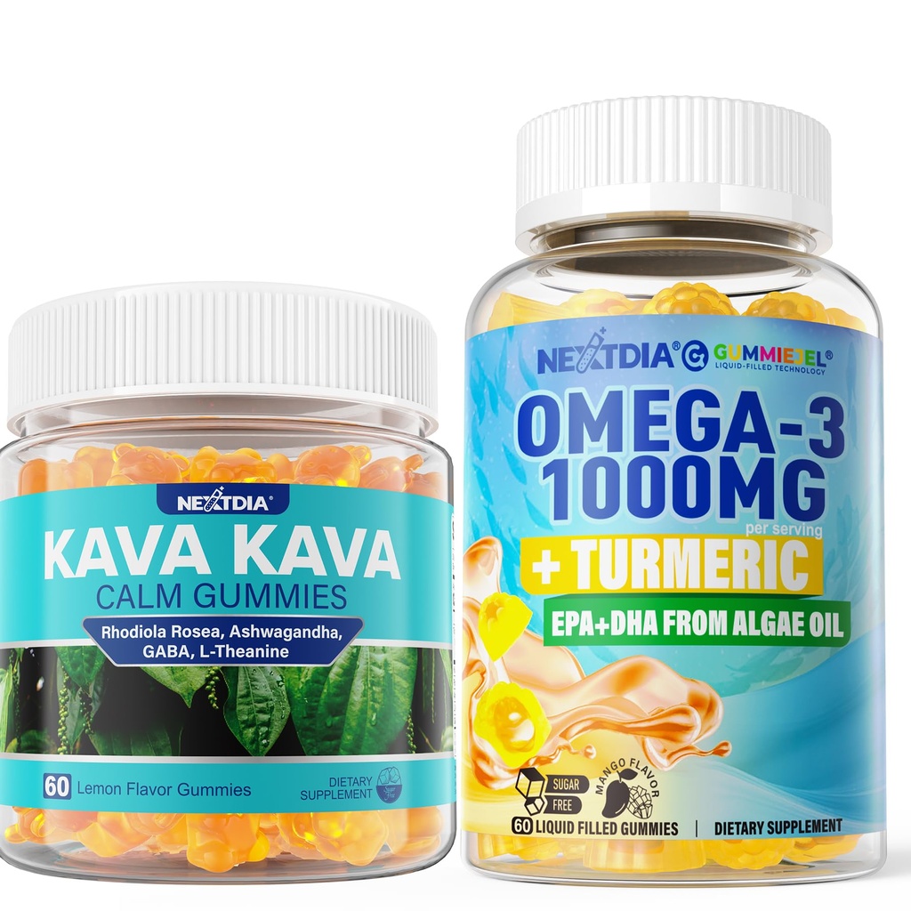 Omega 3, Kava Gummies, 4 Pack