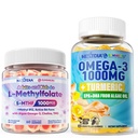 Omega-3, L-Methylfolate 1000 mcg + Methyl B12 Gummies, 2Pack