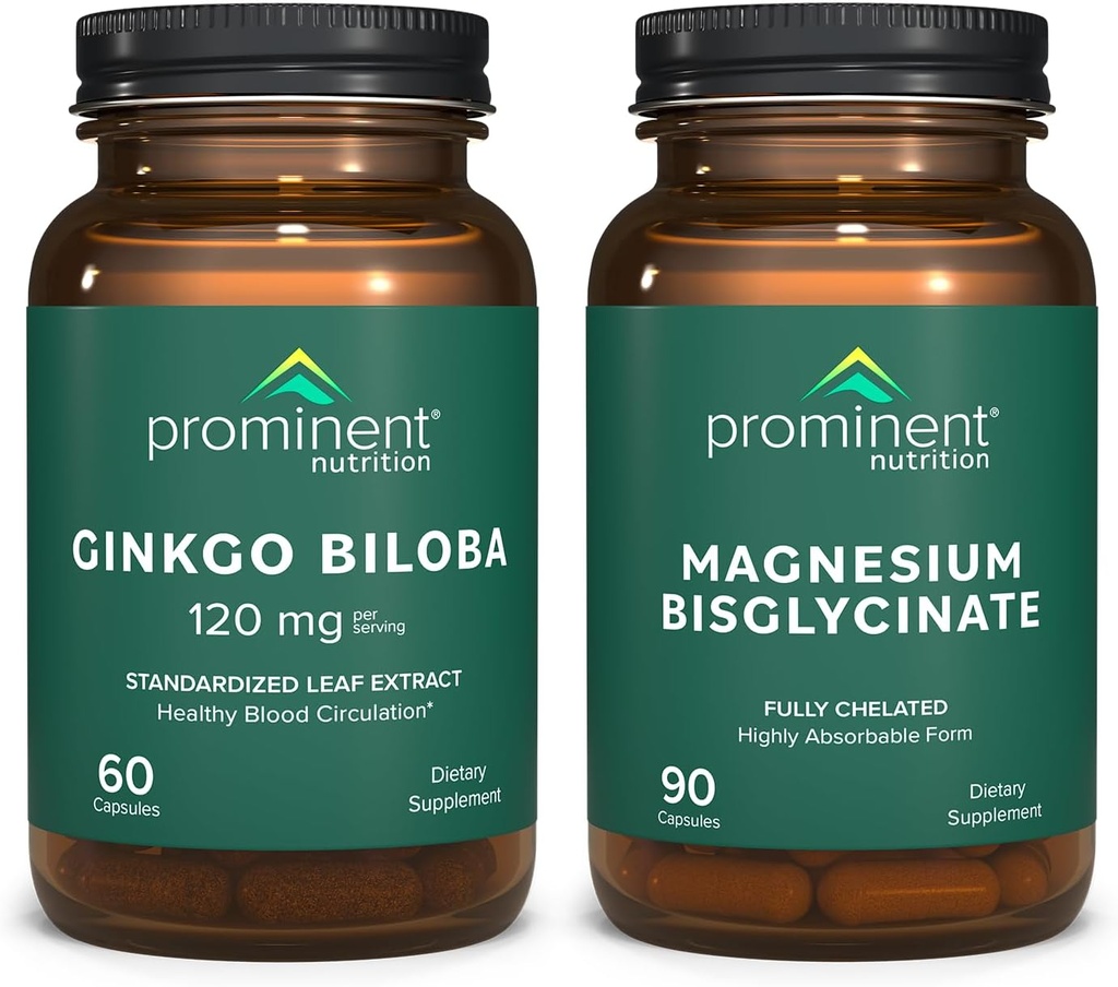 Fremragende ernæring Kognitiv sundhedsstøtte Bundle - Ginkgo Biloba supplement & Magnesium Bisglycinate supplement