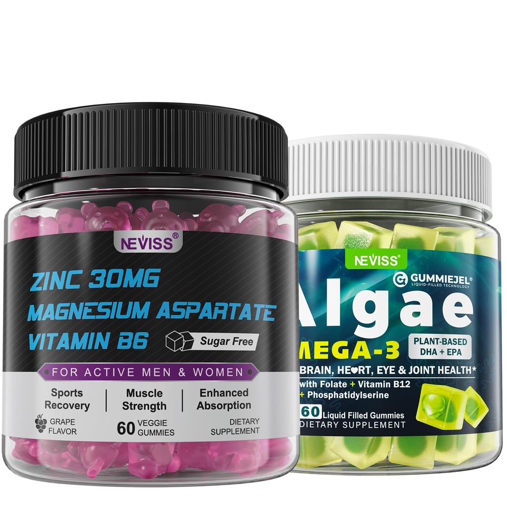 Vegan Omega 3 Gummies with Zinc and Magnesium Supplement