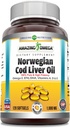 Amazing Omega Norwegian Cod Lever Oil (Omega-3, EPA / DHA) Supplement: 124; 1000 Mg pr Servering: 124; 120 Softgels: 124; Orange Flavor: 124; Non- GMO: 124; Gluten- Free: 124; Fremstillet i USA