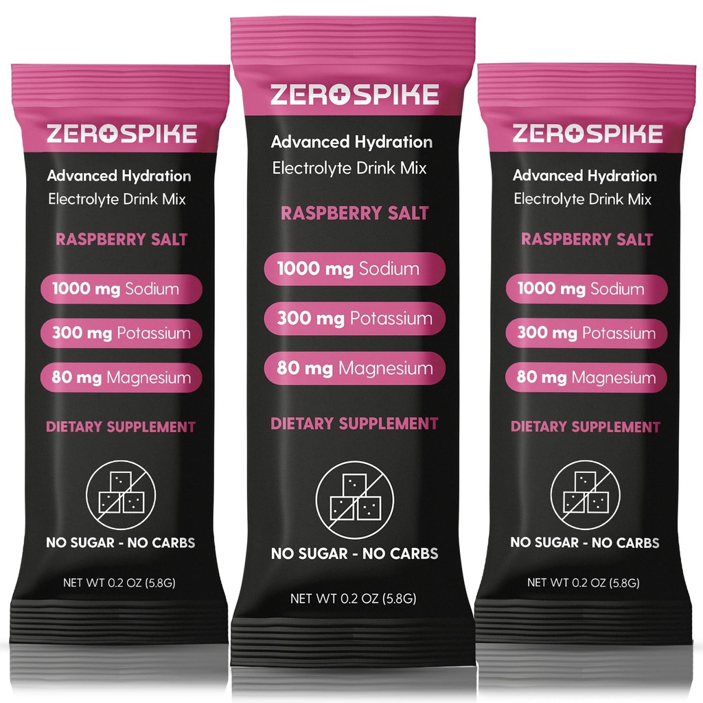 No Sugar Electrolytes Powder Packets | Keto & Fasting Salts Drink Mix | Supplements: The Key Hydration Nutrients Missing from Purified Water | Clean, Raspberry, Calorie Free | 30 Sticks