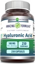 Amazing Formulas Hyaluronic Acid 100mg 250 Kapsler Supplement 124; Non GMO-nr. 124; Gluten Free