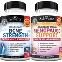 BioSchwartz Herbal Menopause Supplement with Black Cohosh (1 Month Supply) Plus Bone Strength Mineral Supplement with Calcium and Magnesium (1 Month Supply)