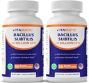 Vitamatic Bacillus Subtilis 10 Billion per DR Capsule - 60 Count - Digestive, Gut & Immune Health Support - Made with Prebiotic Inulin Fiber-2 Pack