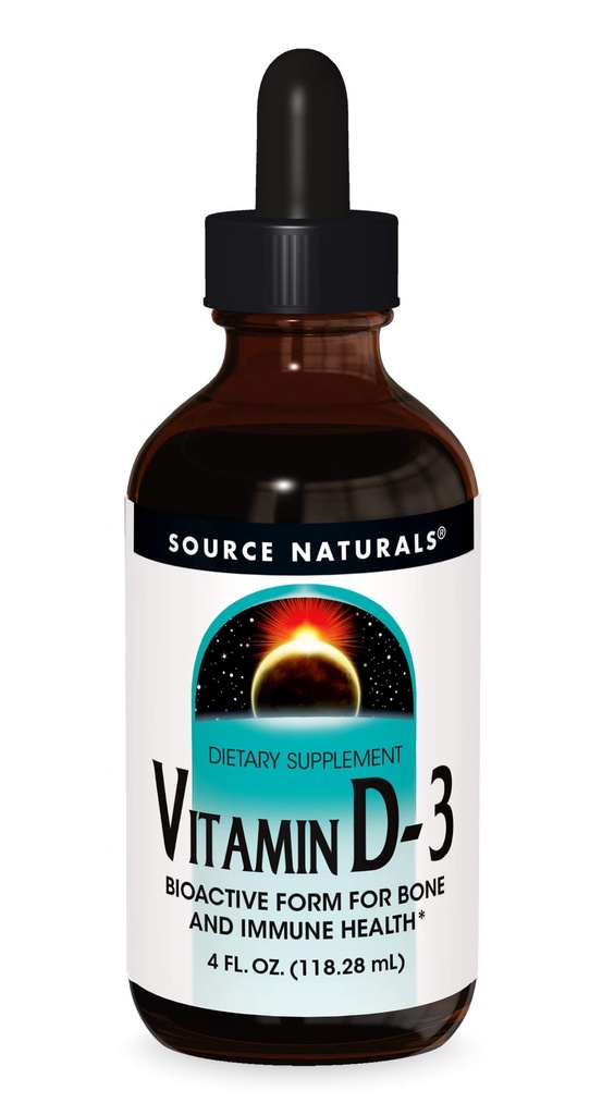 Source Naturals Vitamin D-3 Liquid Drops 2000 iu Supports Bone & Immune Health - 4 Fluid oz | Bioactive Form For Bone And Immune Health*