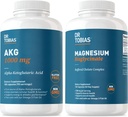 Dr. Tobias AKG Supplement & Magnesium Bisglycinate - Support Energy Levels, Muscle, Nerve & Bone Sundhed med høj- Absorption Magnesium og biotilgængelig AKG, Vegan, Non- GMO
