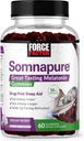 FORCE FACTOR Somnasure Gummies med Melatonin 10 mg for voksne, non- habitat-forming, naturlig dvalehjælp til dyb søvn, Stay Assapy Longer, Wake Up Refreshed, Dream Berry Flavor, 60 Greve (Pack of 1)